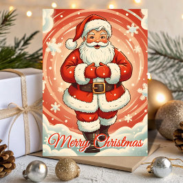 Retro Santa in a Blizzard Christmas Feiertagskarte