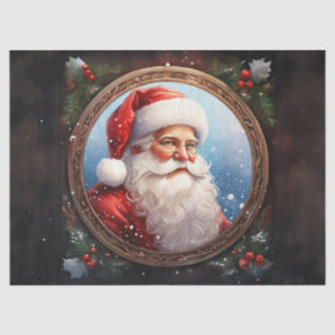 Retro Santa in elegantem Rahmen Decoupage Craft Pa Seidenpapier