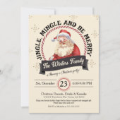 Retro Santa Jingle Mingle Be Merry Christmas Party Einladung (Vorderseite)