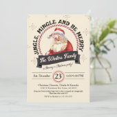 Retro Santa Jingle Mingle Be Merry Christmas Party Einladung (Stehend Vorderseite)