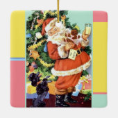 Retro Santa, Kekse und Milch, und tanzende Poodle Keramikornament (Rückseite)