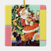 Retro Santa, Kekse und Milch, und tanzende Poodle Keramikornament (Vorderseite)