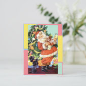 Retro Santa, Kekse und Milch, und tanzende Poodle Postkarte (Stehend Vorderseite)