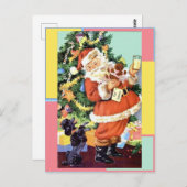 Retro Santa, Kekse und Milch, und tanzende Poodle Postkarte (Vorne/Hinten)