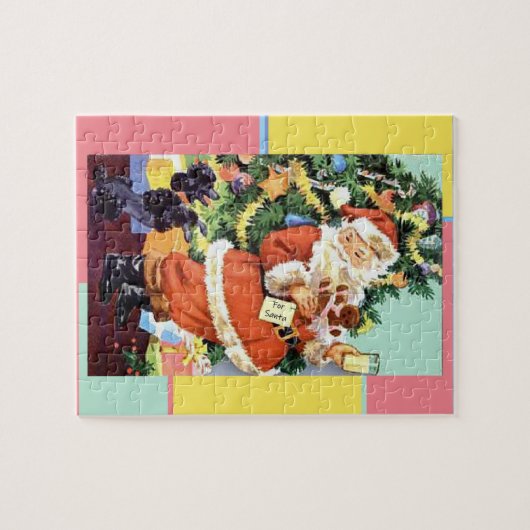 Retro Santa, Kekse und Milch, und tanzende Poodle Puzzle (Horizontal)