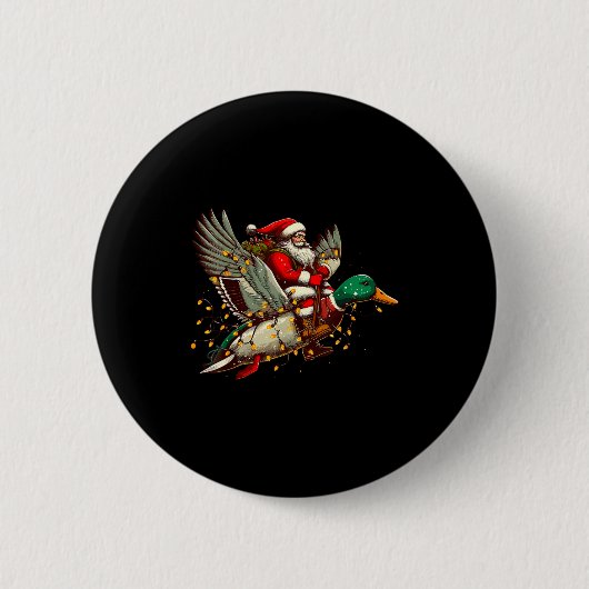 Retro Santa Mallard Duck Christmas Hunting Season Button (Vorderseite)