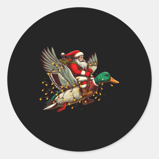 Retro Santa Mallard Duck Christmas Hunting Season Runder Aufkleber (Vorderseite)
