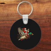 Retro Santa Mallard Duck Christmas Hunting Season  Schlüsselanhänger (Vorderseite)