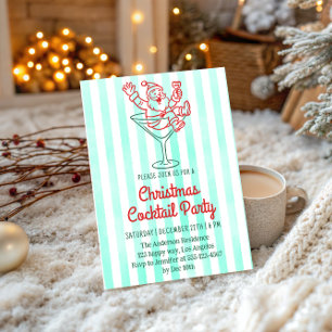 Retro Santa Martini Weihnachts-Cocktailparty Einladung