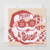 Retro Santa Merry Bright Groovy Weihnachtskarte (Vorderseite)