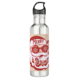 Retro Santa Merry Bright Weihnachts Rosa Rosa Edelstahlflasche