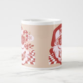 Retro Santa Merry Bright Weihnachts Rosa Rosa Jumbo-Tasse (Vorderseite)