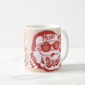Retro Santa Merry Bright Weihnachts Rosa Rosa Kaffeetasse (VorderseiteRechts)