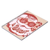 Retro Santa Merry Bright Weihnachts Rosa Rosa Notizblock (Linke Seite)