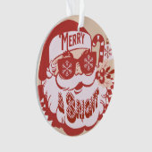 Retro Santa Merry Bright Weihnachts Rosa Rosa Ornament (Vorderseite)