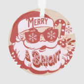 Retro Santa Merry Bright Weihnachts Rosa Rosa Ornament (Rückseite)