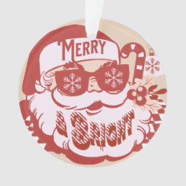 Retro Santa Merry Bright Weihnachts Rosa Rosa Ornament