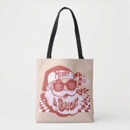 Retro Santa Merry Bright Weihnachts Rosa Rosa Tasche