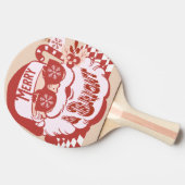 Retro Santa Merry Bright Weihnachts Rosa Rosa Tischtennis Schläger (Seitenansicht)