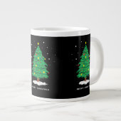 Retro Santa Merry Christmas Tree Lights Jumbo-Tasse (Vorderseite Rechts)