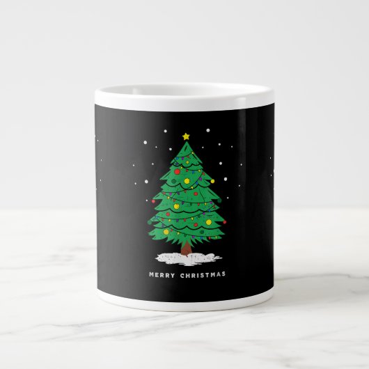 Retro Santa Merry Christmas Tree Lights Jumbo-Tasse (Vorderseite)
