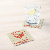 Retro Santa Merry Little Cocktail Paper Coaster Rechteckiger Pappuntersetzer (Vor Ort)