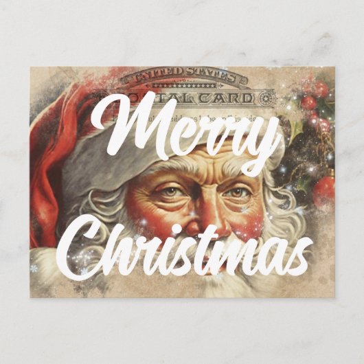 Retro Santa Merry Weihnachten Postkarte (Vorderseite)