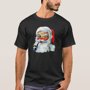 Retro Santa mit Bart und Pfeife T-Shirt