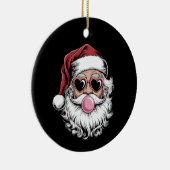 Retro Santa mit Brille blühende Weihnachten Keramik Ornament (Rechts)