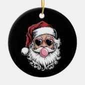 Retro Santa mit Brille blühende Weihnachten Keramik Ornament (Vorne)