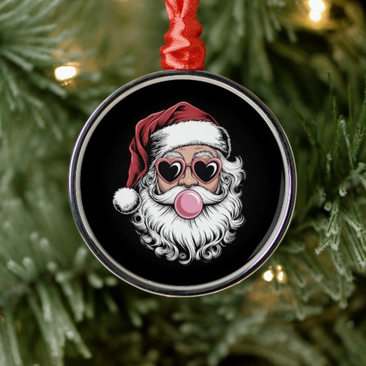 Retro Santa mit Brille blühende Weihnachten Ornament Aus Metall (Baum)