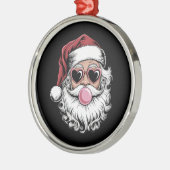 Retro Santa mit Brille blühende Weihnachten Ornament Aus Metall (Links)