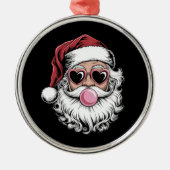 Retro Santa mit Brille blühende Weihnachten Ornament Aus Metall (Vorne)