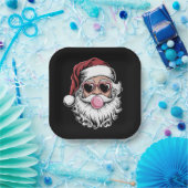 Retro Santa mit Brille blühende Weihnachten Pappteller (Party)