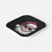 Retro Santa mit Brille blühende Weihnachten Pappteller (Gewinkelt)