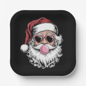 Retro Santa mit Brille blühende Weihnachten Pappteller (Vorderseite)