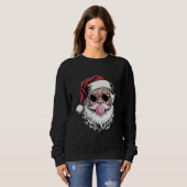 Retro Santa mit Brille blühende Weihnachten Sweatshirt (Vorne ganz)