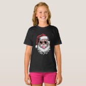 Retro Santa mit Brille blühende Weihnachten T-Shirt (Vorne ganz)
