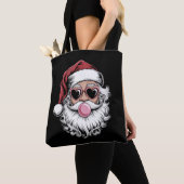 Retro Santa mit Brille blühende Weihnachten Tasche (Von Nahem)