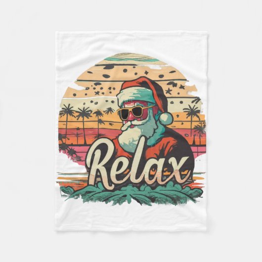 Retro Santa mit dem Titel Relax Fleecedecke (Vorderseite)