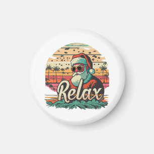 Retro Santa mit dem Titel Relax Magnet