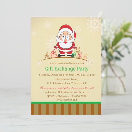 Retro Santa mit Geschenken Einladung (Stehend Vorderseite)