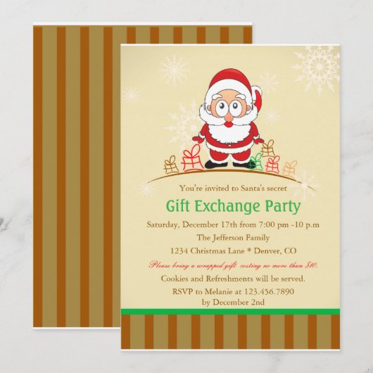 Retro Santa mit Geschenken Einladung (Vorne/Hinten)