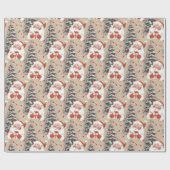 Retro Santa mit Stars Wrapping Paper Geschenkpapier (Flach)