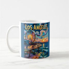 Retro Santa Monica Pier Los Angeles Van Gogh Art Kaffeetasse