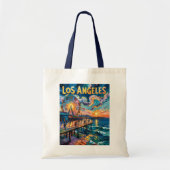 Retro Santa Monica Pier Los Angeles Van Gogh Art Tragetasche (Vorne)
