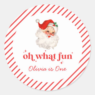 Retro Santa Oh Was Für Ein Spaß Geburtstag Runder Aufkleber