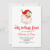 Retro Santa Oh What Fun Birthday Einladung (Vorderseite)