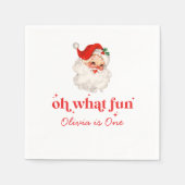 Retro Santa Oh What Fun Birthday Serviette (Vorderseite)