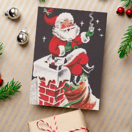 Retro Santa on Rooftop Weihnachten im 1950er Jahre